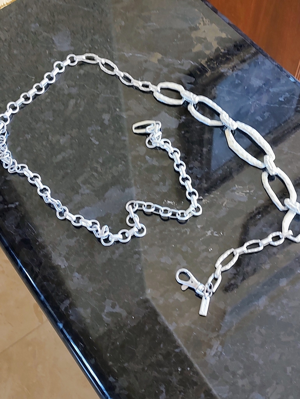 Chico's Hammered Silver-Tone Link Chain Belt - Picture 10 of 14